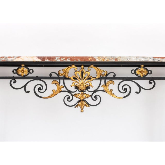 Louis XV Style Marble Top Gilt and Ebonized Console For Sale In New York - Image 6 of 8