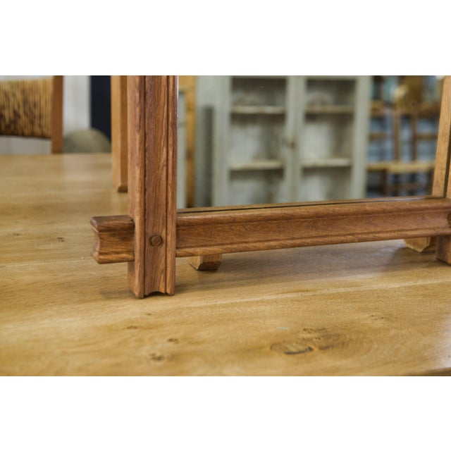 Vintage Brutalist Style Oak Mirror, 1950s For Sale - Image 4 of 9