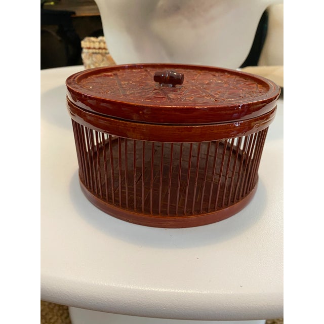 Asian Laquered Handmade Bamboo Box For Sale - Image 3 of 6