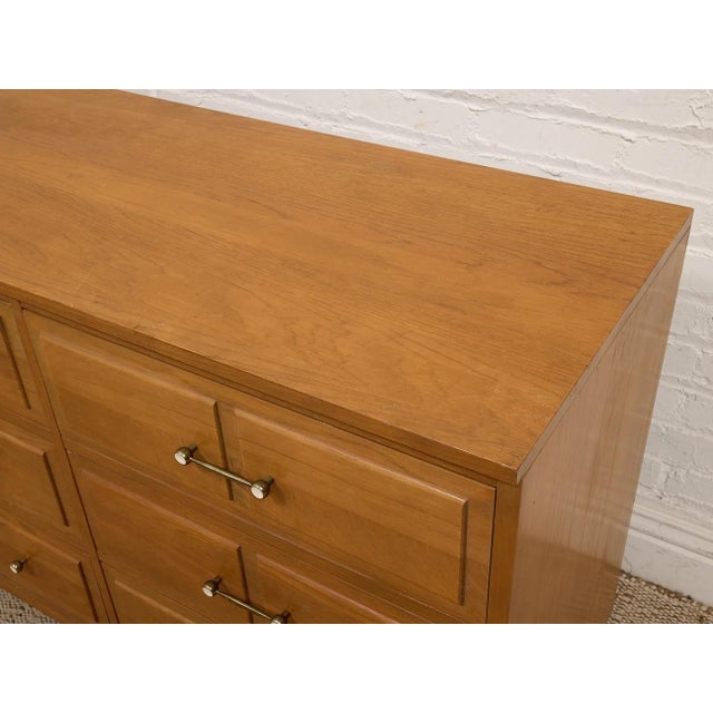 Chestnut Mid 20th Century Nine Drawer Elmwood Dresser For Sale - Image 8 of 9