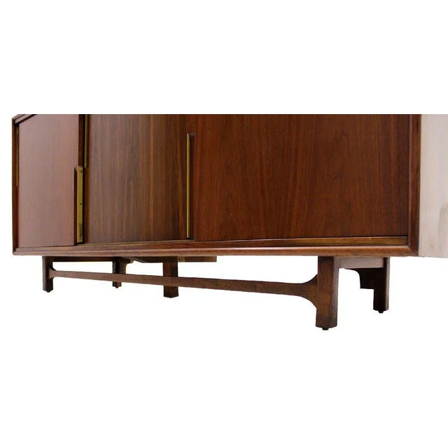 Brown 1960s Danish Modern Credenza W/ Sliding Doors For Sale - Image 8 of 10