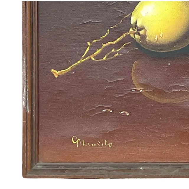 Mid 20th Century Vintage Original Lemon Still Life Oil Painting For Sale - Image 5 of 12