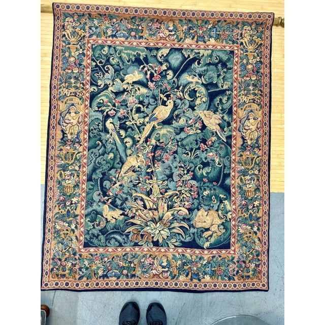 Mid-Century Modern Wall Tapestry by Corona Decor | Peacocks in Forest For Sale - Image 3 of 6