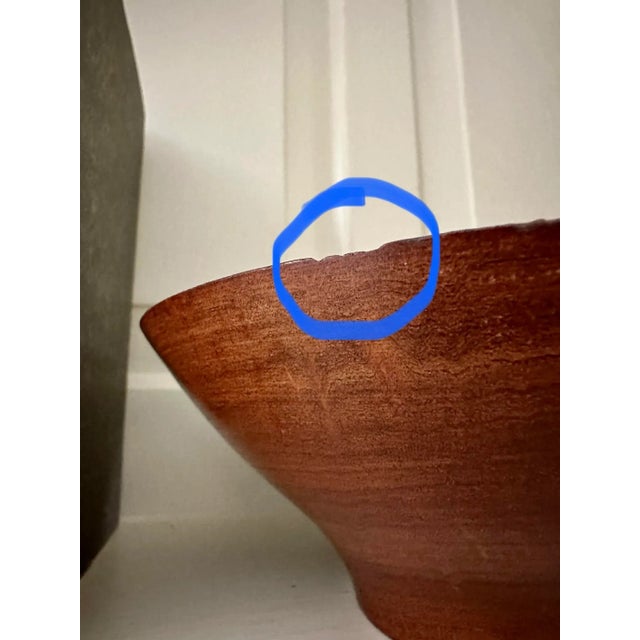 Burnt Umber Danish Modern Style Hand-Crafted Wood Turned Walnut Bowl For Sale - Image 8 of 13