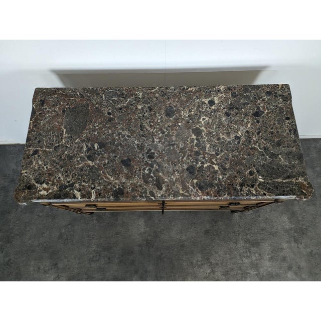 Louis XVI Chest of Drawers in Cherry Wood and Pyrenees Marble For Sale - Image 4 of 8