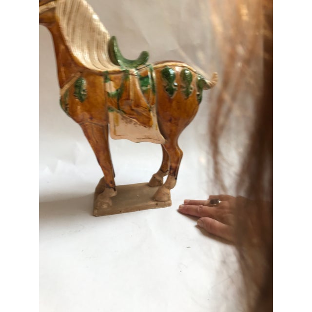 Ceramic Mid-20th Century Chinese Tang-Style Sancai Glazed Terracotta Horse Sculpture For Sale - Image 7 of 8