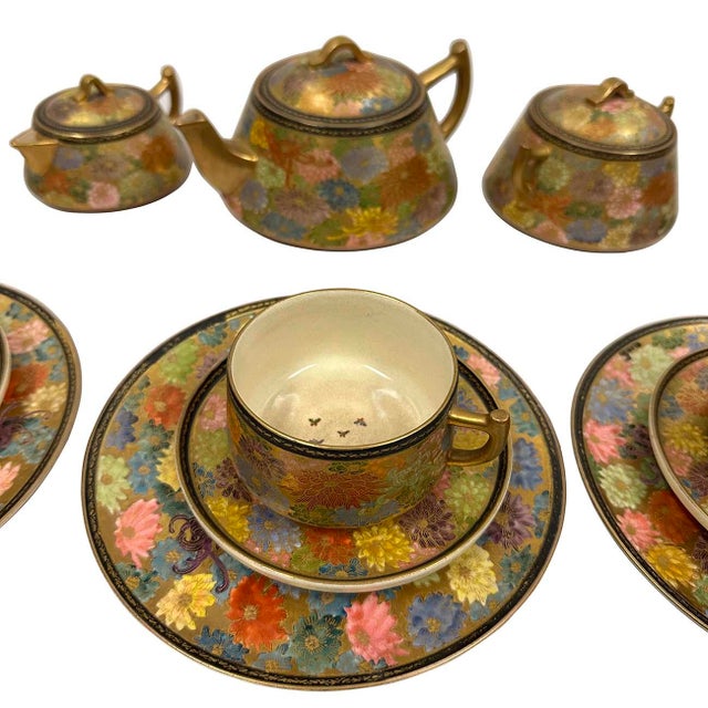 Japanese Mid-20th Century Japanese Satsuma Tea Set, 21 Pieces For Sale - Image 3 of 12