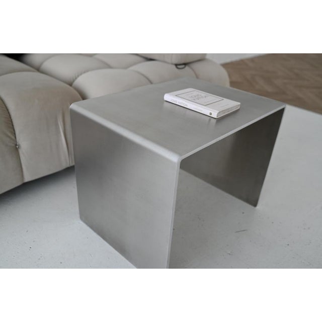 Silver Minimalist Sculptural Accent Table in Aluminum by Veliento For Sale - Image 8 of 18