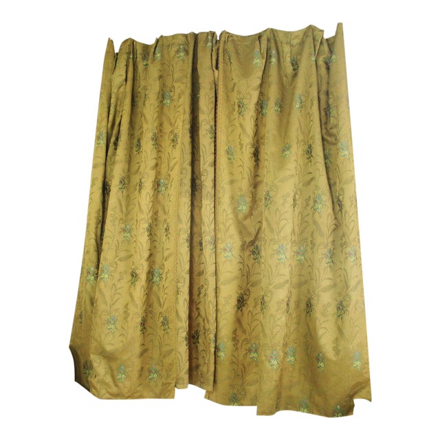 3 Curtains Antique French Wool Silk Challis 1860 S Museum