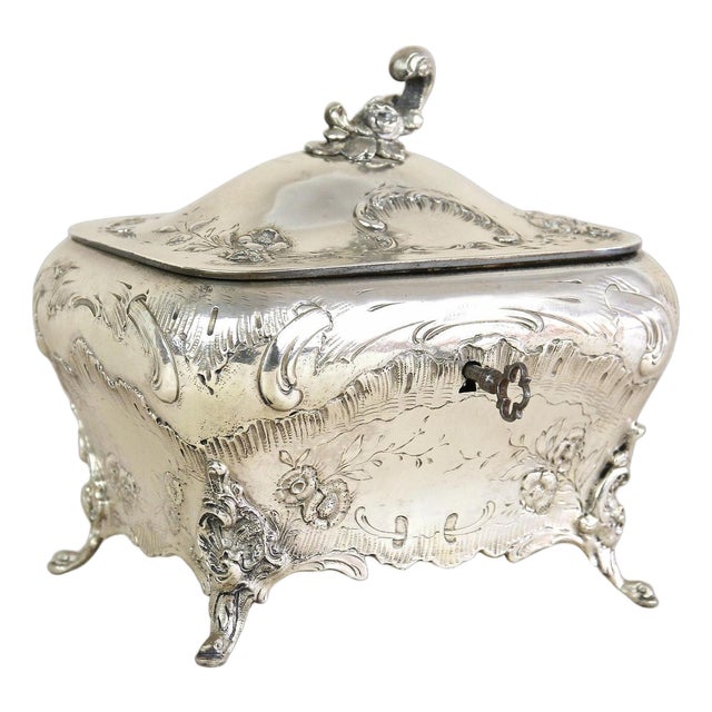 Embossed Silver Jewelry Box with Diana Head Hallmark, Austria, 1870s For Sale