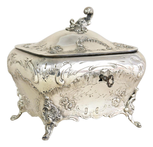 Embossed Silver Jewelry Box with Diana Head Hallmark, Austria, 1870s