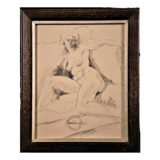 Franklin White, Reclining Female Nude Figure Drawing Study, 20th Century, Pencil on Paper For Sale