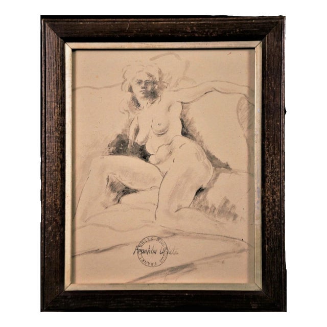 Franklin White, Reclining Female Nude Figure Drawing Study, 20th Century, Pencil on Paper For Sale