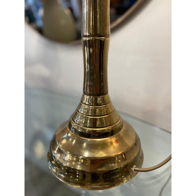 Brass Table Lamp with a Faux Bamboo Stem, 1970s For Sale - Image 11 of 13