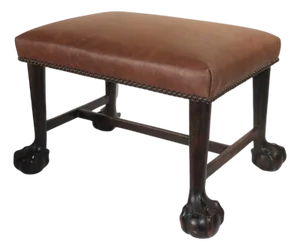 19thc Ball & Claw Ottoman / Bench Leather Seat
