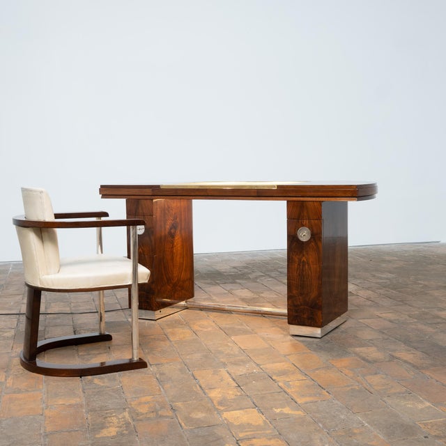 Tan Vintage Art Deco Desk and Chair, 1950, Set of 2 For Sale - Image 8 of 17