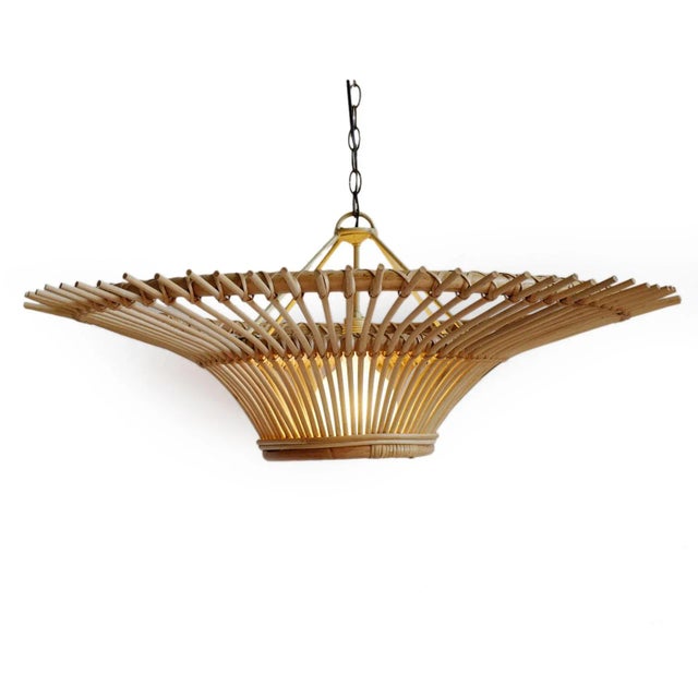 2020s Rattan Sun Ray Pendant Small For Sale - Image 5 of 12