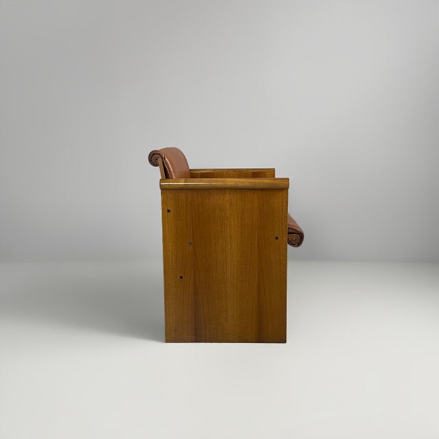 Italian Modern Brown Leather and Wood Armchairs from Azucena, 1970s, Set of 12 For Sale - Image 3 of 15