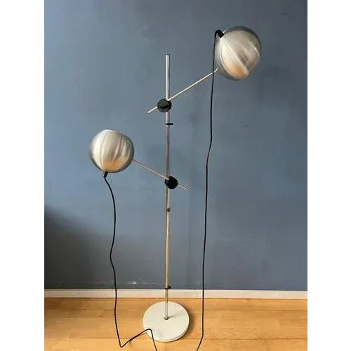 Mid-Century Silver Swing Arm Eyeball Floor Lamp For Sale - Image 11 of 11
