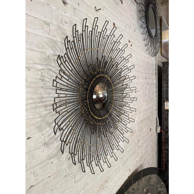 Mid-Century Modern Vintage Sunburst Wall Mirror For Sale - Image 3 of 6