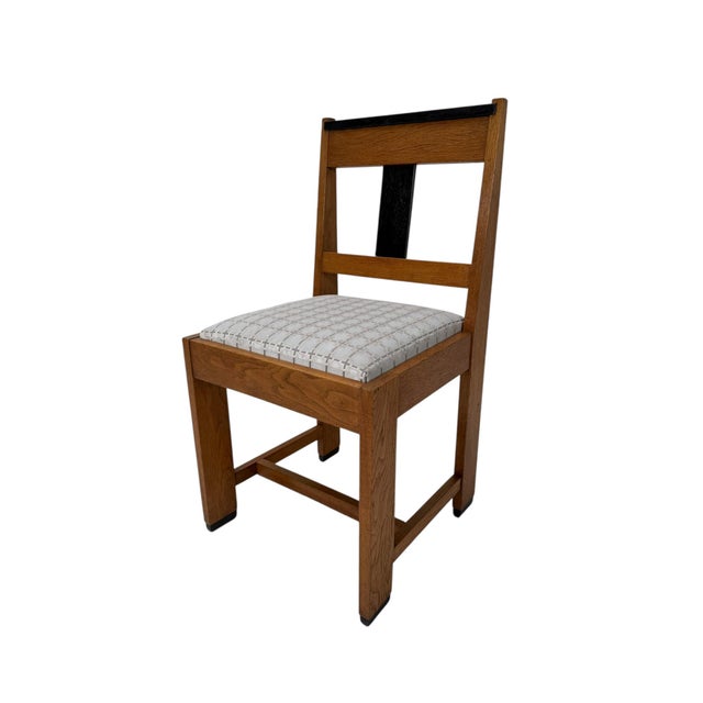 Art Deco Modernist Side Chair in Oak & Velvet from Jan Brunott, 1920s For Sale - Image 11 of 12