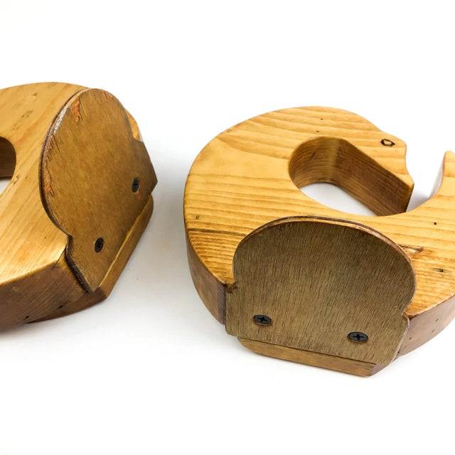 Solid Hand Carved Wood Folk Art Duck Bookends For Sale - Image 10 of 12