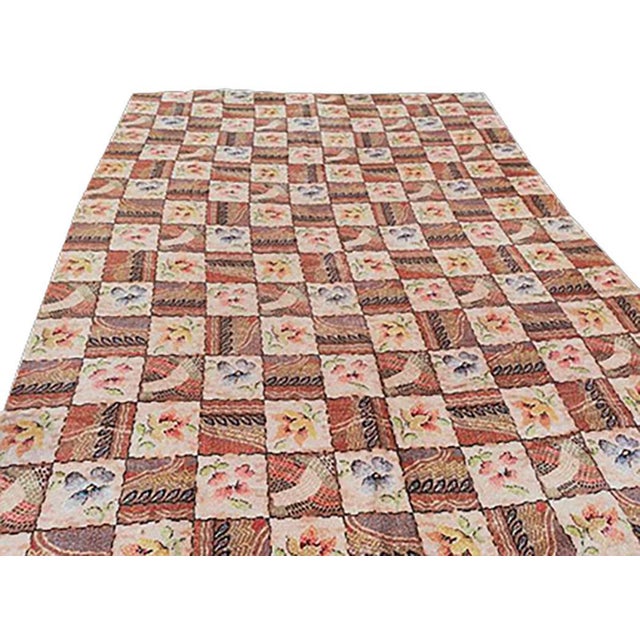 Antique American Hooked rug, size: 9'0" x 11'4". Antique American Hooked Allover Floral Wool Multicolor Jewel Tones 1930s...