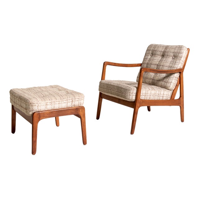 Set of Model 109 Lounge Chair and Ottoman by Ole Wanscher for France & Søn, 1950s For Sale