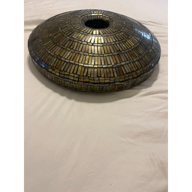 Beautiful Mozaic Vessel -Vase (Tiffany Style) With Iridescent Hand Cut Pieces of Stained Glass For Sale In Phoenix - Image 6 of 12