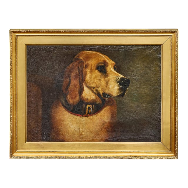 Victorian Oil Portrait of a Bloodhound Titled Odino, After Landseer, 1875 For Sale