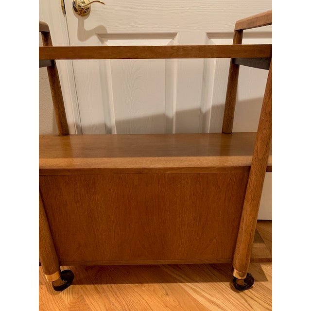 1950s Drexel Biscayne Mid Century Bar Cart Storage Cabinet on Wheels For Sale - Image 5 of 18