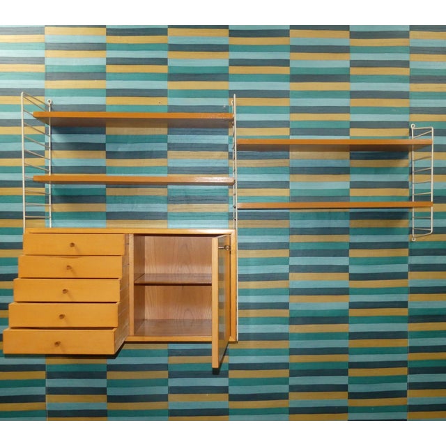 Swedish String Shelving Unit with Drawers in Elm by Nisse Strinning for String, 1950s For Sale - Image 9 of 18