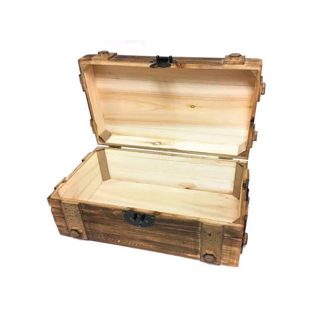 Wooden Box With Metal Decor Storage Box Chairish