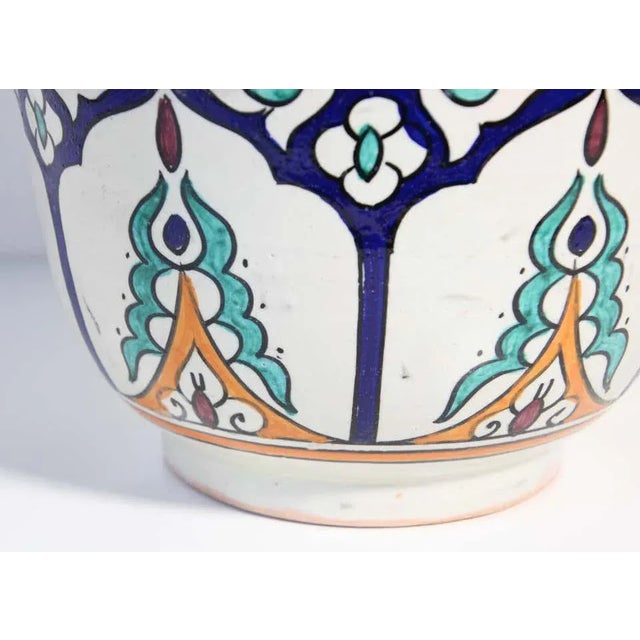 Moroccan Moroccan Ceramic Glazed Covered Jars Handcrafted in Fez Morocco - A Pair For Sale - Image 3 of 13