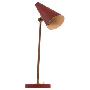 Table Lamp in Brass and Red Lacquer by Bertil Brisborg for Nordiska Kompaniet, 1950s