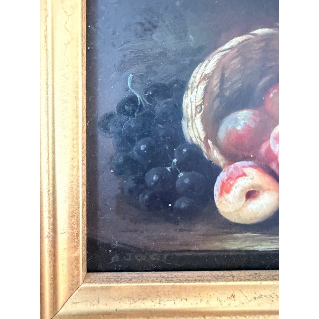 Traditional Petite Apple Basket Still Life Oil Painting in Gilt Frame For Sale - Image 3 of 4