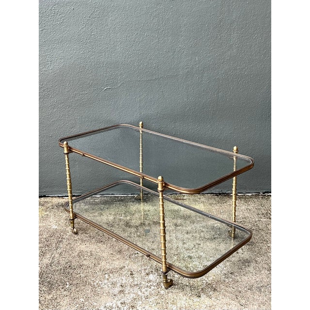 Metal Vintage Brass Faux Bamboo Coffee Table For Sale - Image 7 of 12