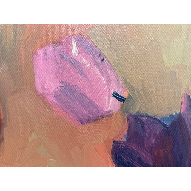 Contemporary Oil on Canvas Still Life of Fruit + Flowers, Unknown Artist For Sale In San Francisco - Image 6 of 12