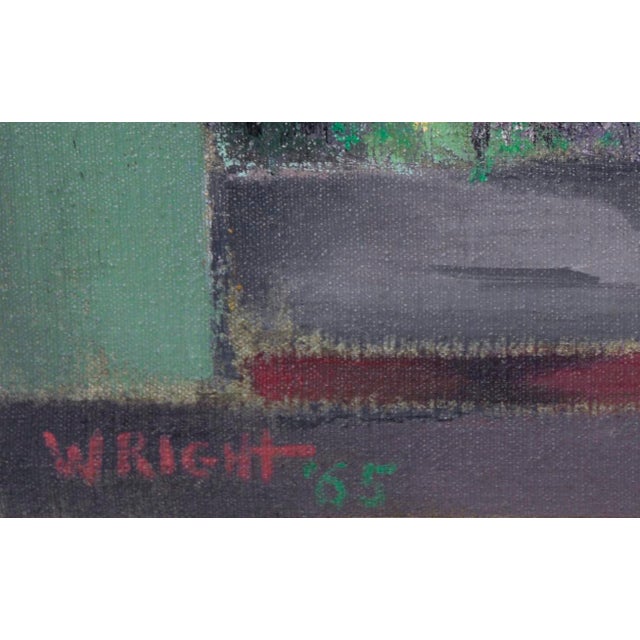 1960s Vase at Dusk - Expressionist Still Life Original Oil Painting by Wright For Sale - Image 5 of 6