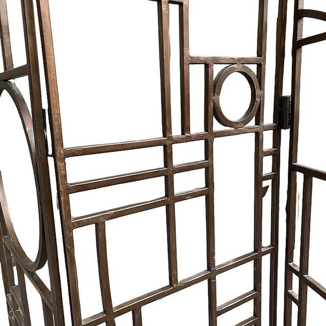 Post Modern Copper Tone Geometric Folding Room Divider by Robert Sonneman For Sale - Image 9 of 10