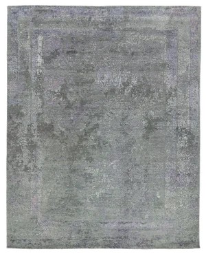 Jordan Charcoal/Purple Hand knotted Wool/Viscose/Cotton Area Rug - 9'x12'