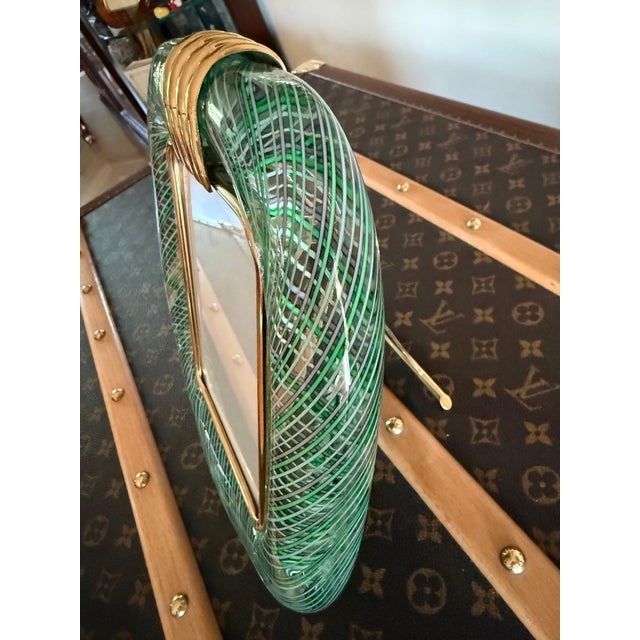 2000 - 2009 Light Green Filigree Murano Glass Frame, 2000s For Sale - Image 5 of 11