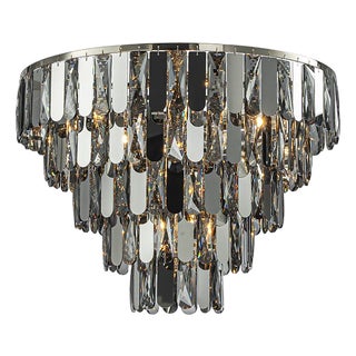 Aloadecor 6-Light Dimmable 5-Tier Smoked Crystal Flush Mount Ceiling Light Fixture With Polished Nickel Finish and Stainless Steel Accents For Sale