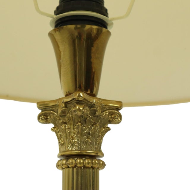 Hollywood Regency Lamps with Brass Pillar Column, 1950s, Set of 2 For Sale - Image 10 of 18