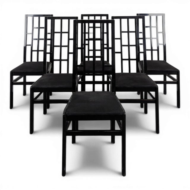 Japanese-Style Black Lacquered Chairs, Set of 6 For Sale - Image 11 of 11