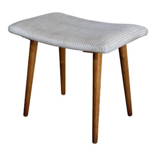 Vintage Danish Mid Century Modern Teak Vanity Stool Ottoman For Sale