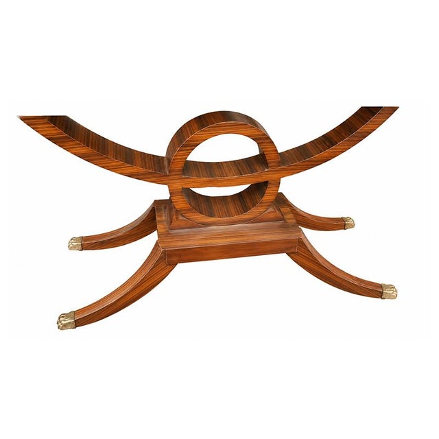 1980s Art Deco Console Table in Burl and Brass, 1980s For Sale - Image 5 of 6