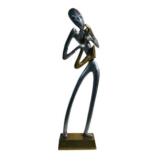 1960s Modernist Aluminum and Brass Figure For Sale