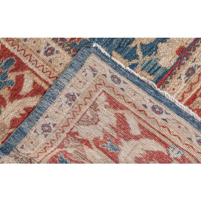 Textile Antique Persian Sultanabad Rug in Beige, Blue, and Red For Sale - Image 7 of 8