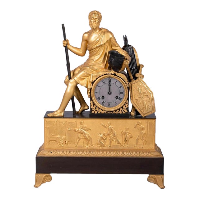 Charles X Ormolu and Patinated Bronze Figural Mantel Clock, Circa 1825 French Charles X Period | Early 19th Century | Circa 1825 For Sale